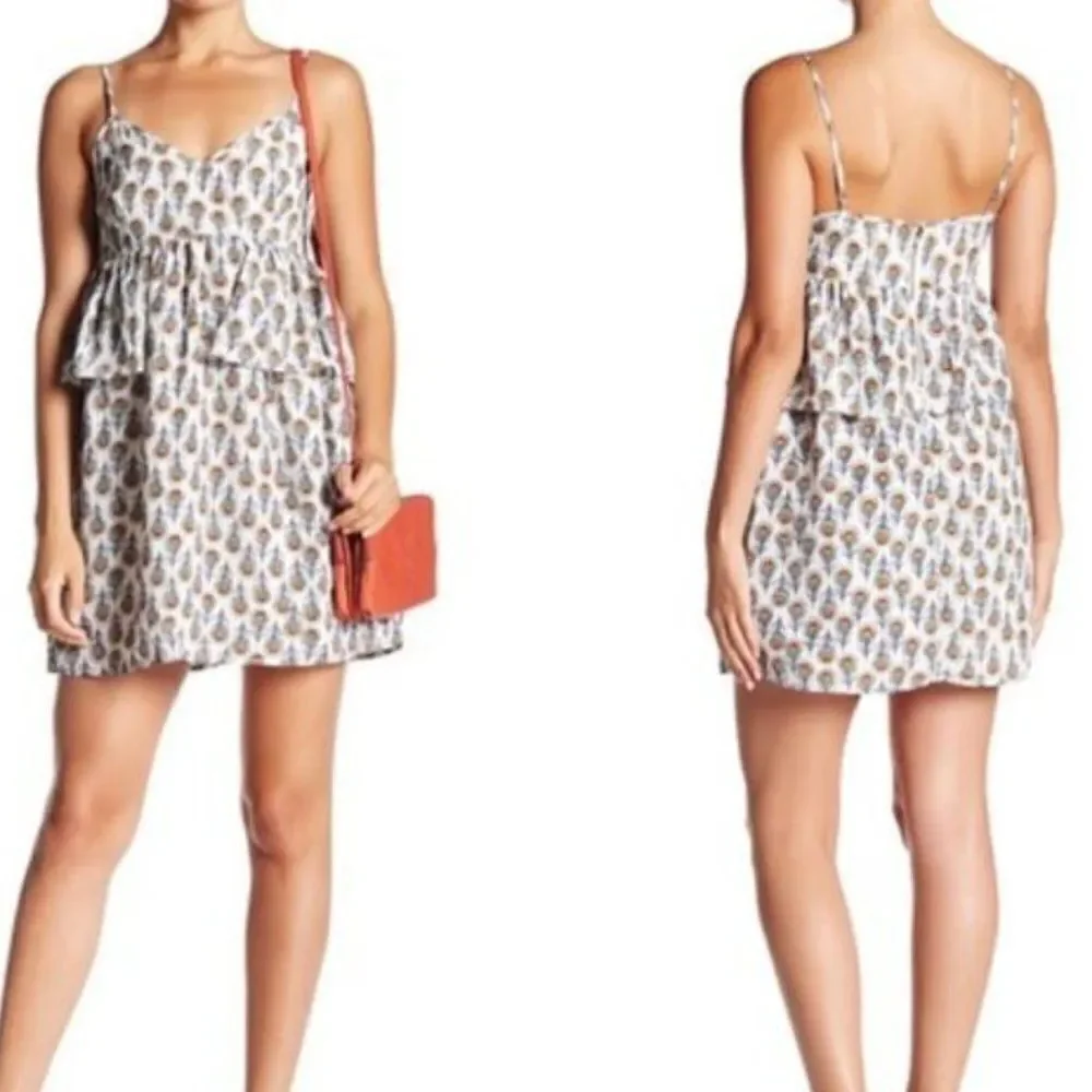 Anthropologie Oat + Fawn Tiered Peacock Mini Dress in Size Medium